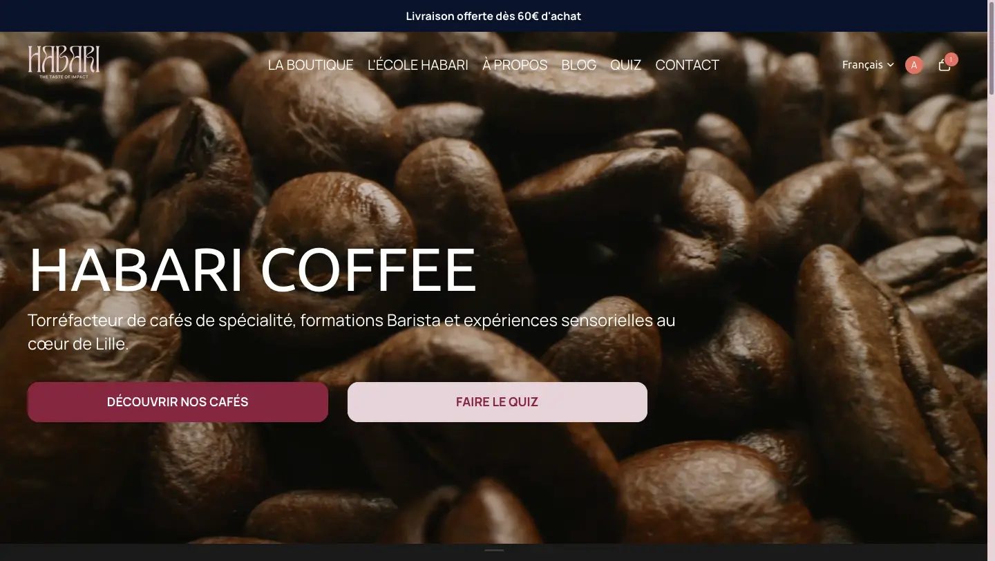 Habari Coffee – page d'accueil, torréfacteur de cafés de spécialité